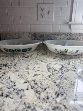 Glasbake Rare Vintage Mod Retro & Green Daisy J2352 both